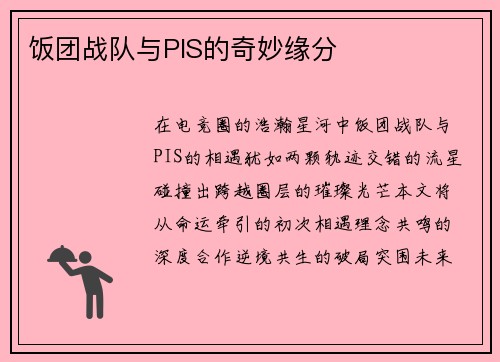 饭团战队与PIS的奇妙缘分